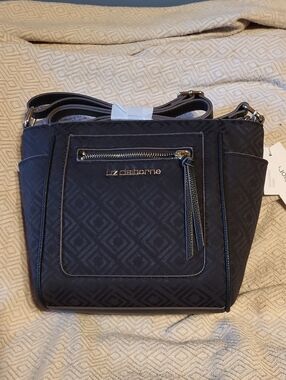 Liz Claiborne Black Crossbody Bag with Gold Hardware